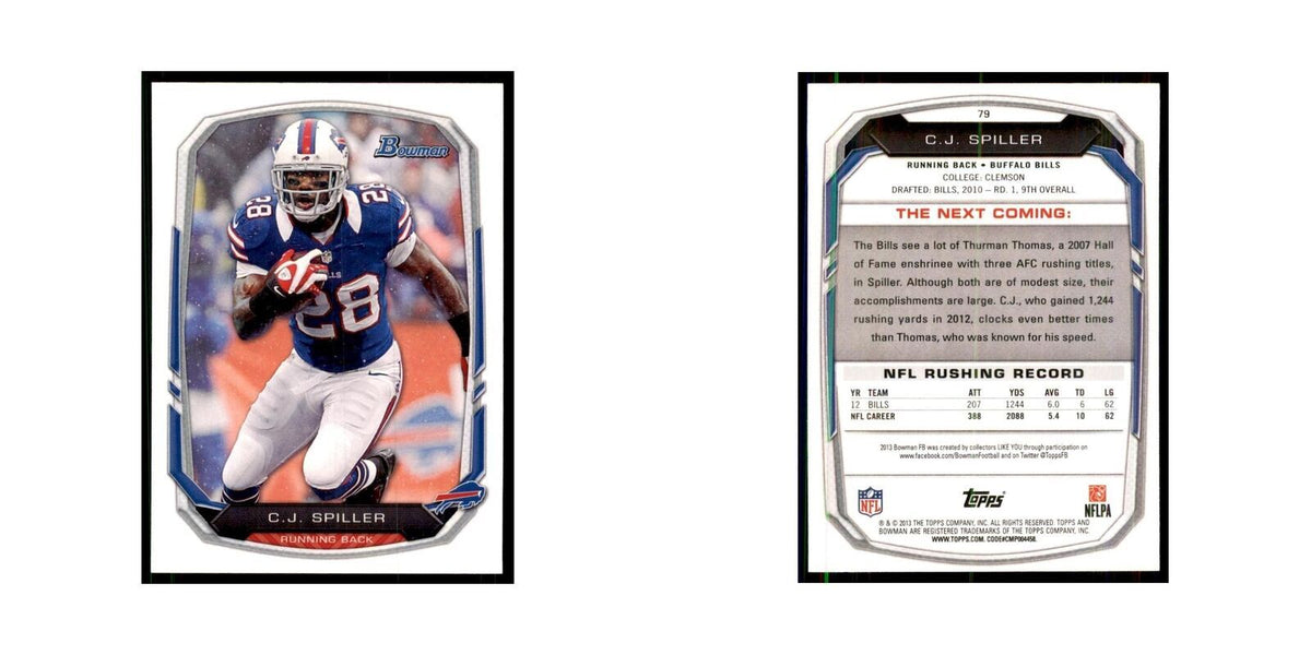 2013 Bowman C.J. Spiller Football Cards #79