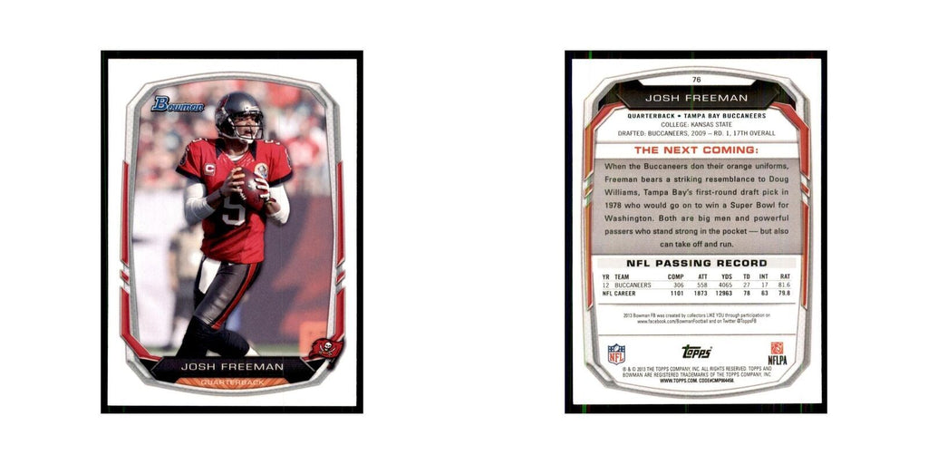 2013 Bowman Josh Freeman Football Cards #76