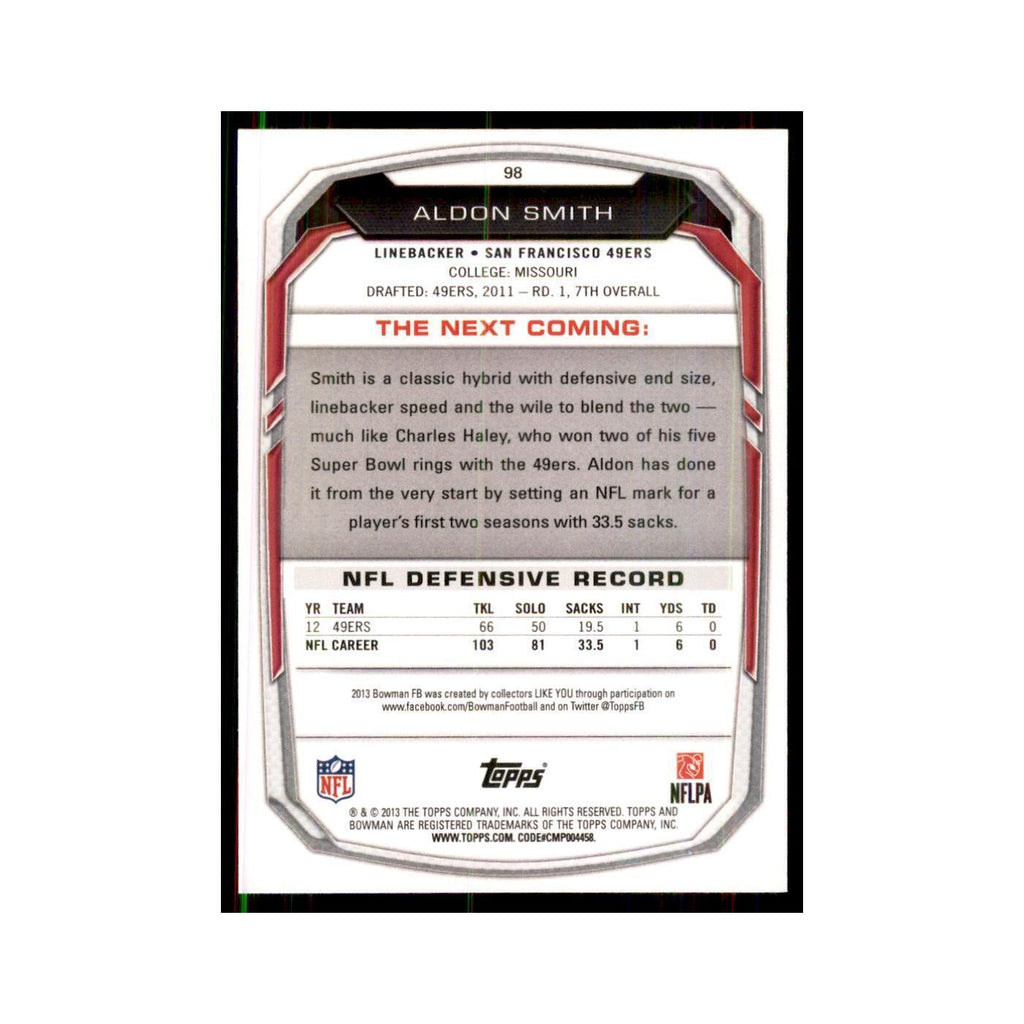 2013 Bowman Aldon Smith Football Cards #98