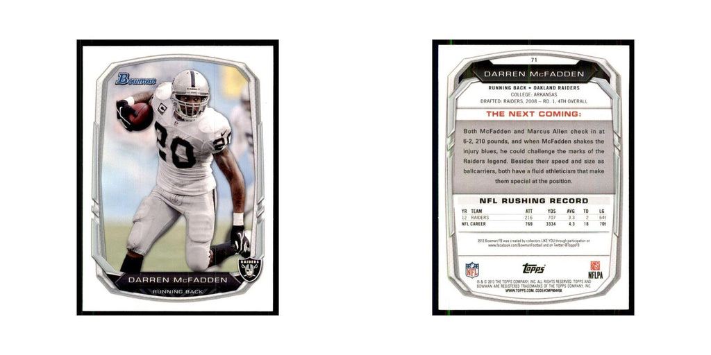 2013 Bowman Darren McFadden Football Cards #71