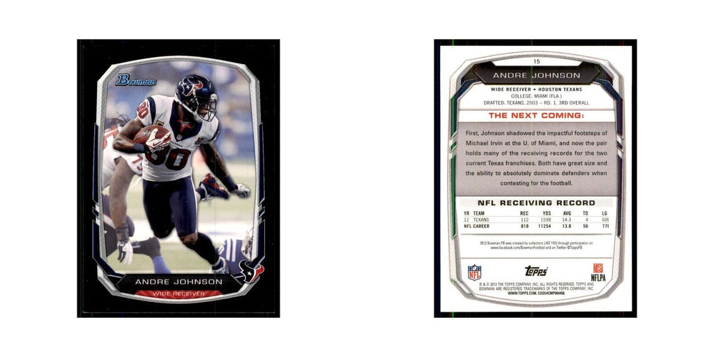 2013 Bowman Andre Johnson Football Cards #15