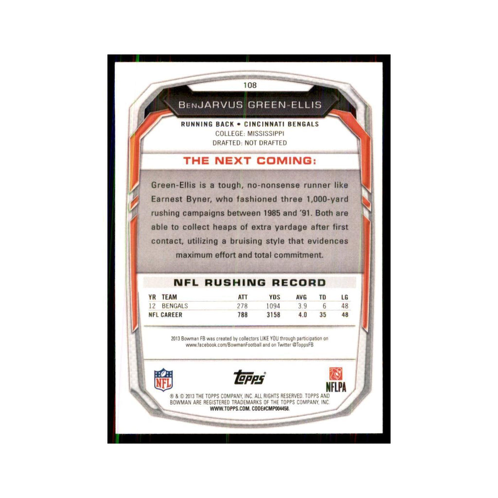 2013 Bowman BenJarvus Green-Ellis Football Cards #108