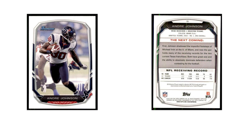 2013 Bowman Andre Johnson Football Cards #15