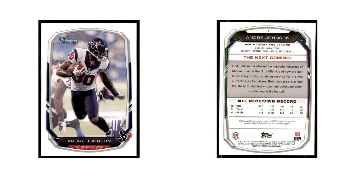 2013 Bowman Andre Johnson Football Cards #15
