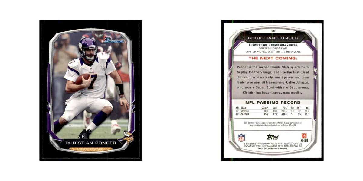 2013 Bowman Christian Ponder Football Cards #66