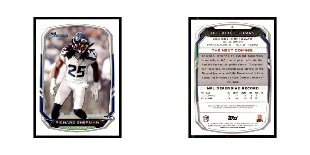 2013 Bowman Richard Sherman Football Cards #38