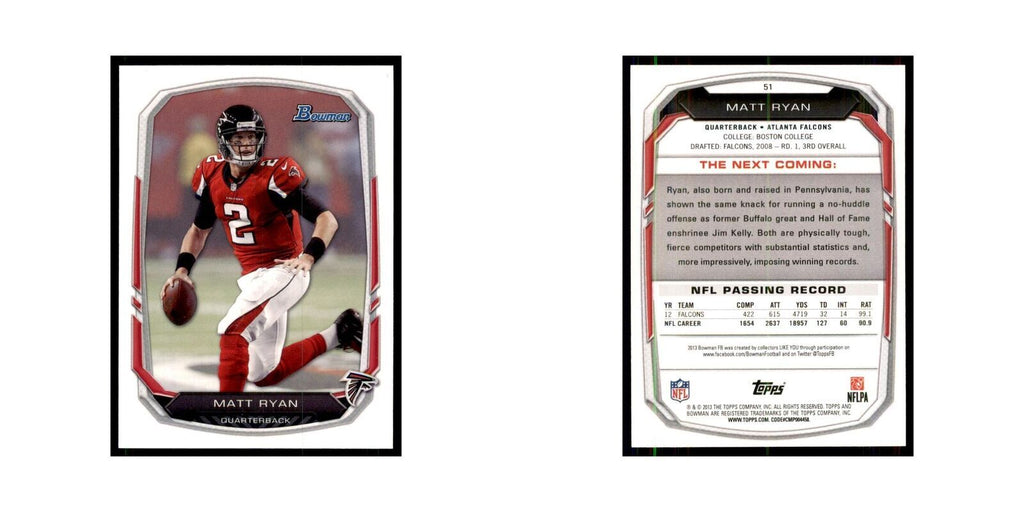 2013 Bowman Matt Ryan Football Cards #51
