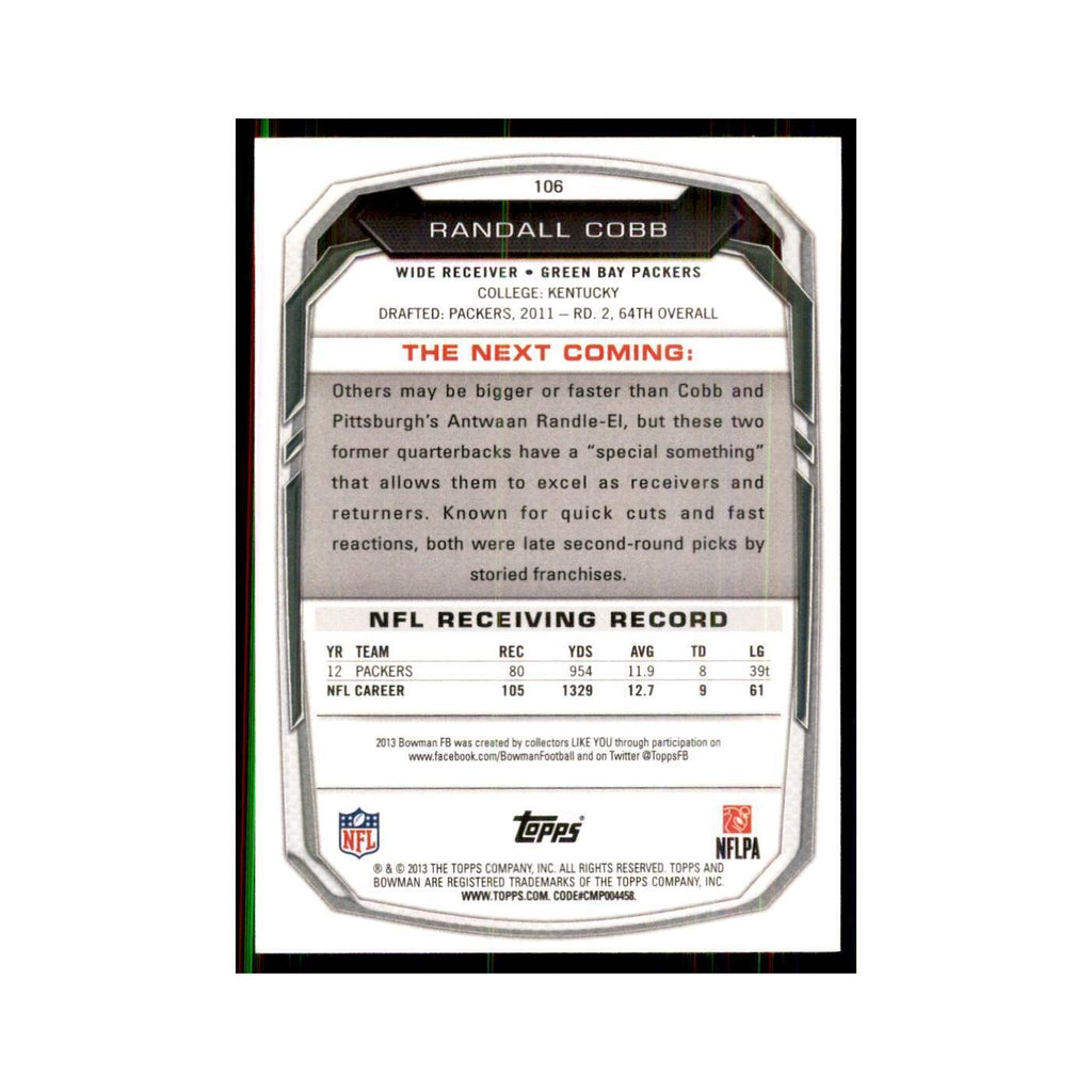 2013 Bowman Randall Cobb Football Cards #106