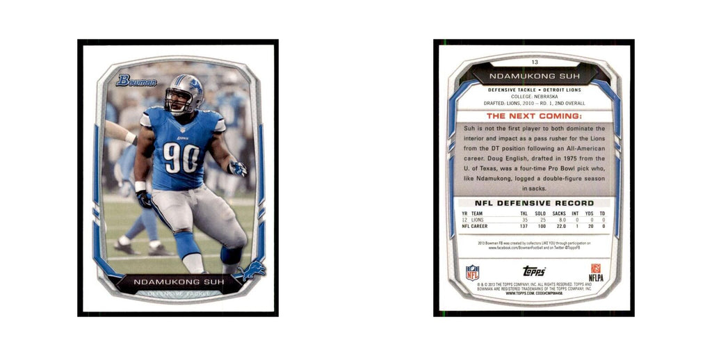2013 Bowman Ndamukong Suh Football Cards #13