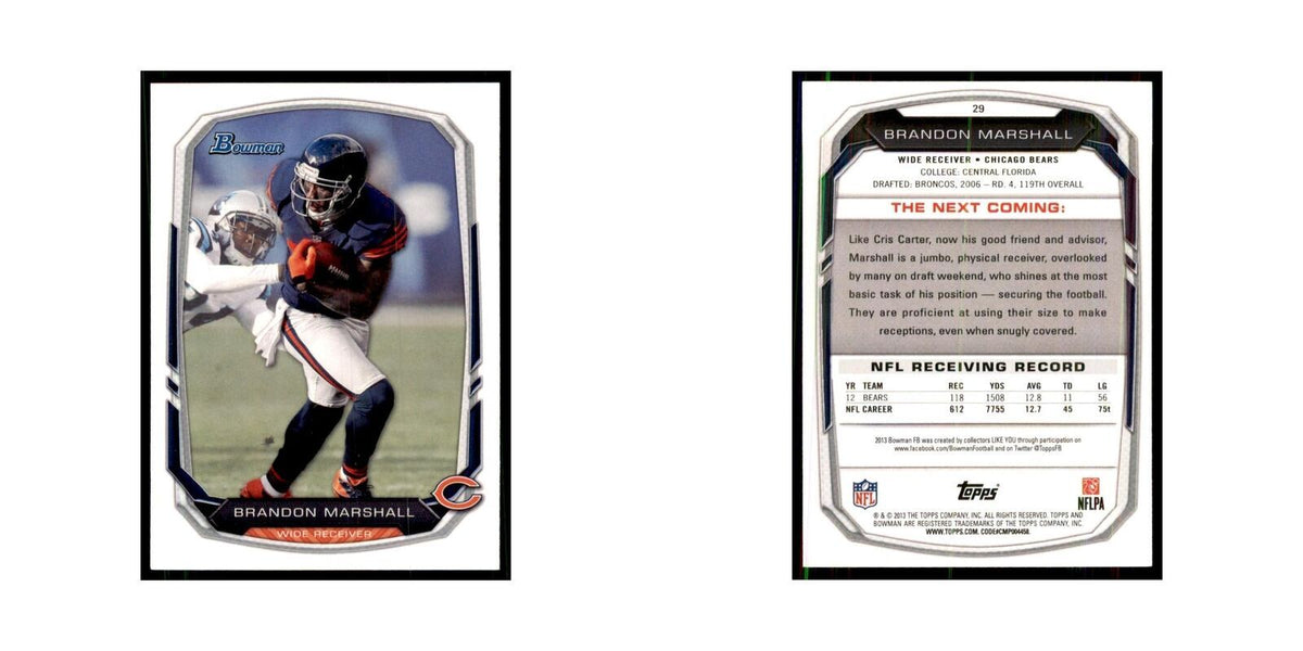 2013 Bowman Brandon Marshall Football Cards #29