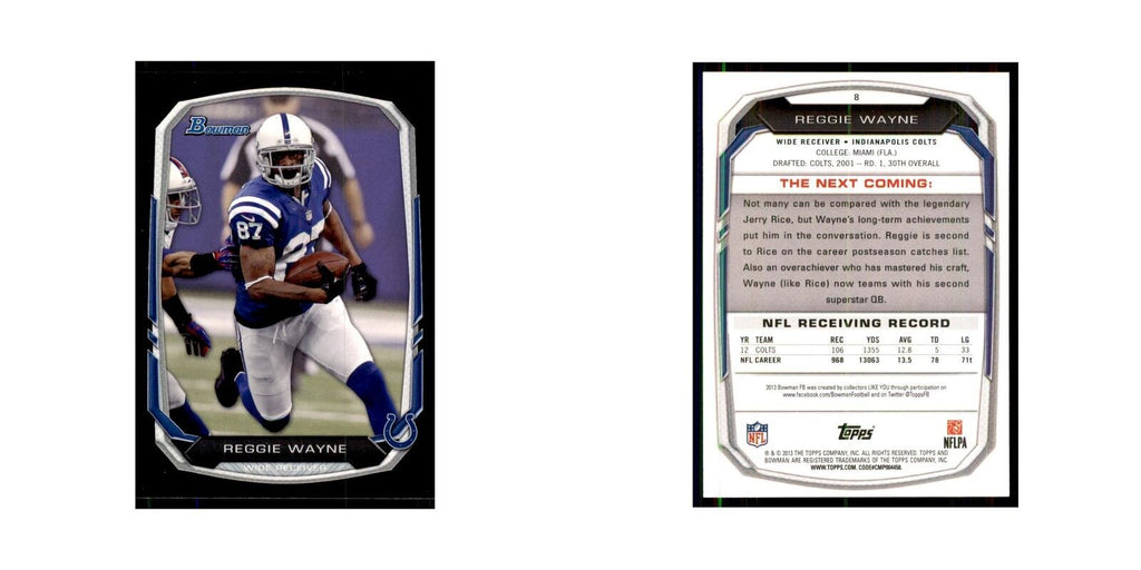 2013 Bowman Reggie Wayne Football Cards #8
