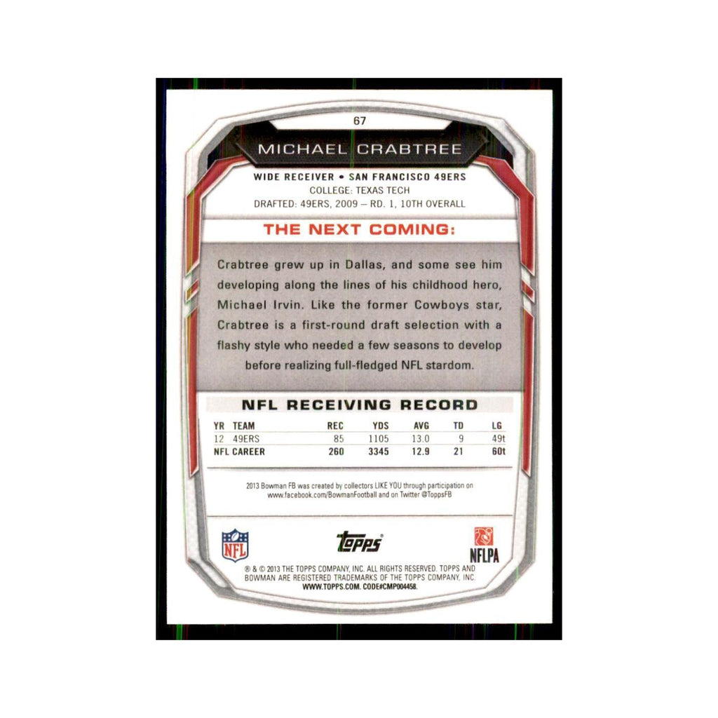 2013 Bowman Michael Crabtree Football Cards #67