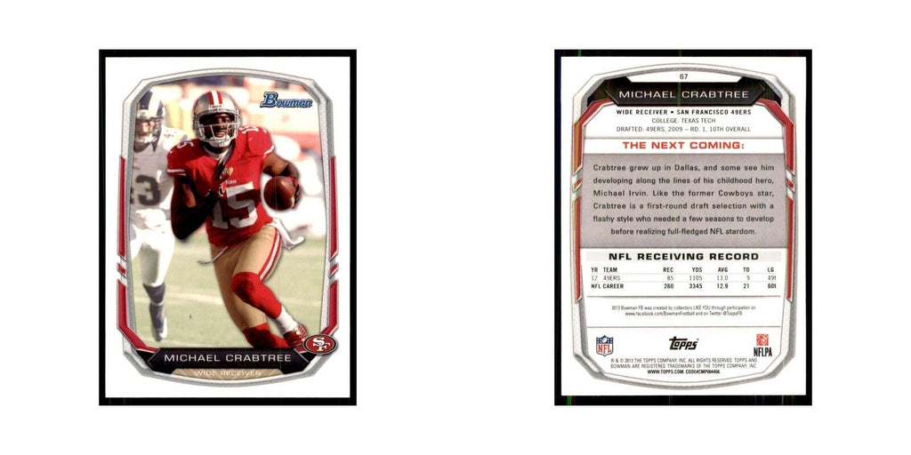 2013 Bowman Michael Crabtree Football Cards #67