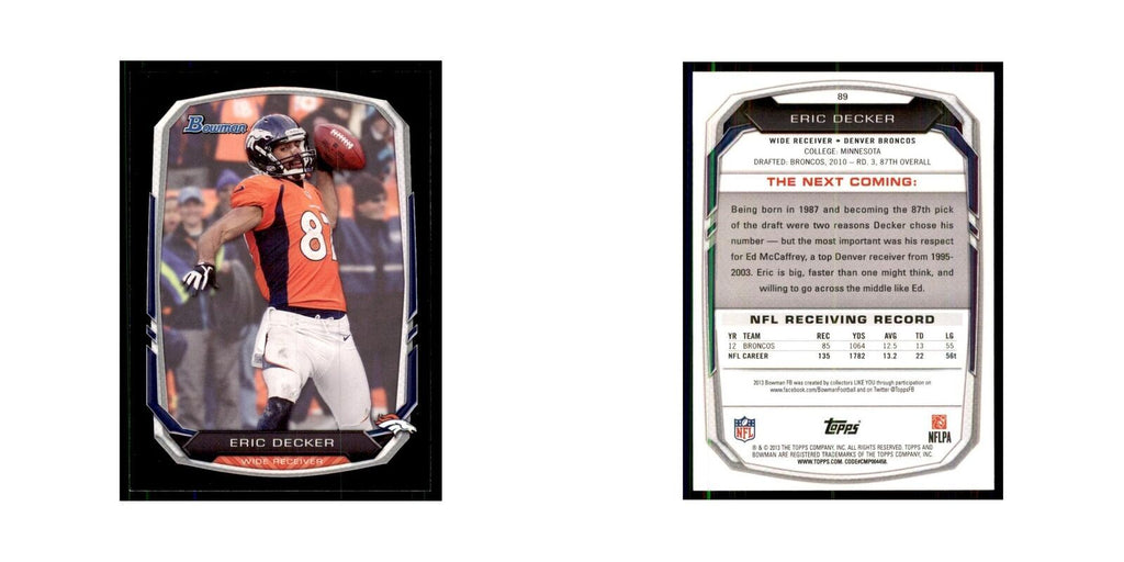 2013 Bowman Eric Decker Football Cards #89