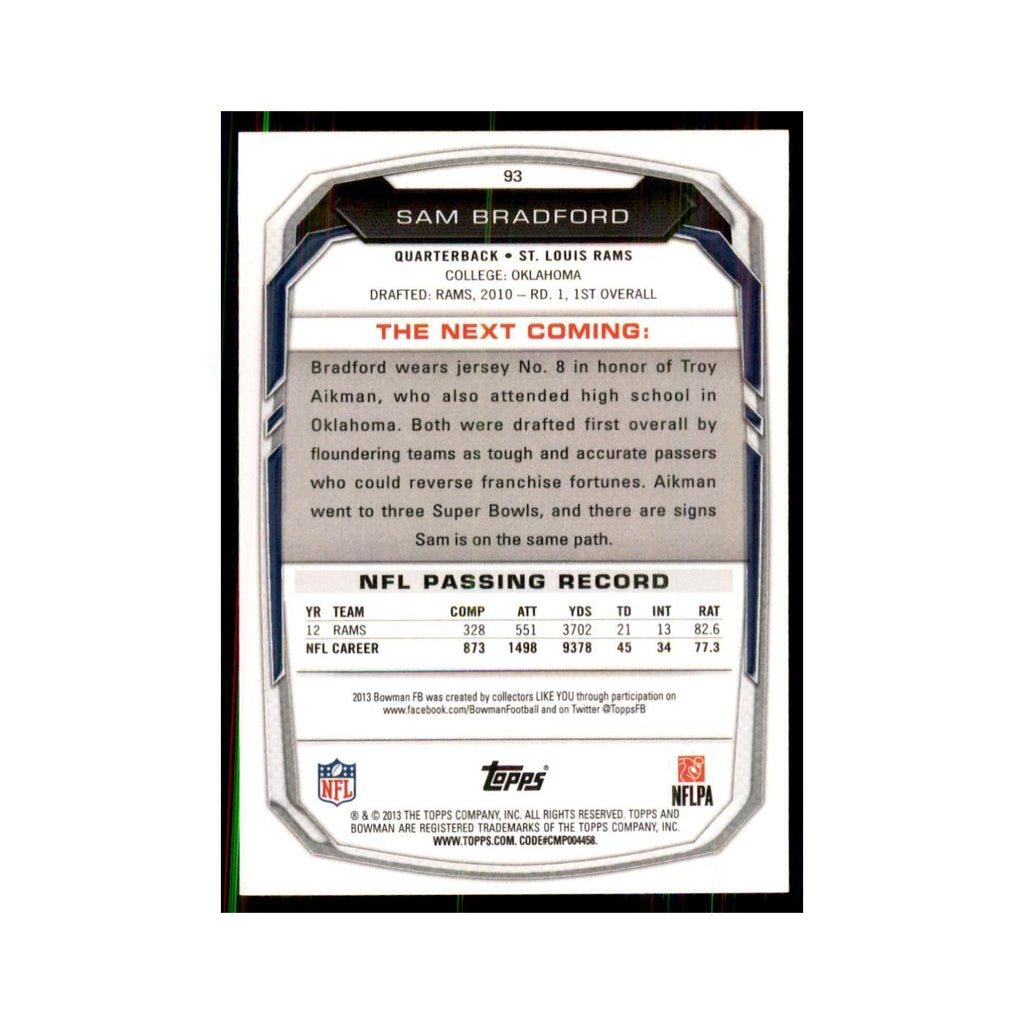 2013 Bowman Sam Bradford Football Cards #93