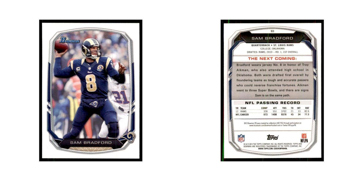 2013 Bowman Sam Bradford Football Cards #93