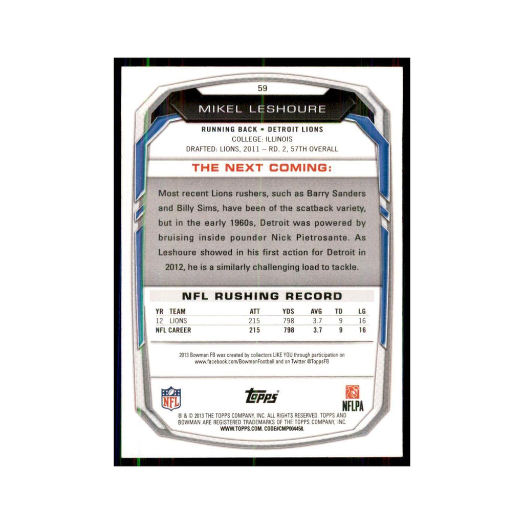 2013 Bowman Mikel Leshoure Football Cards #59