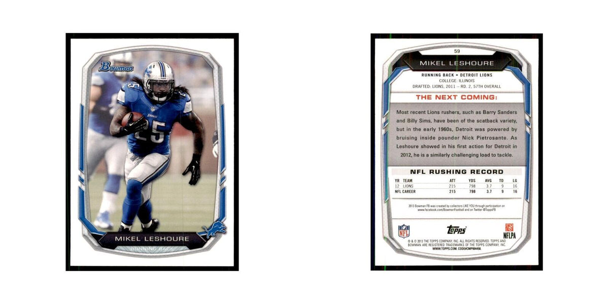 2013 Bowman Mikel Leshoure Football Cards #59
