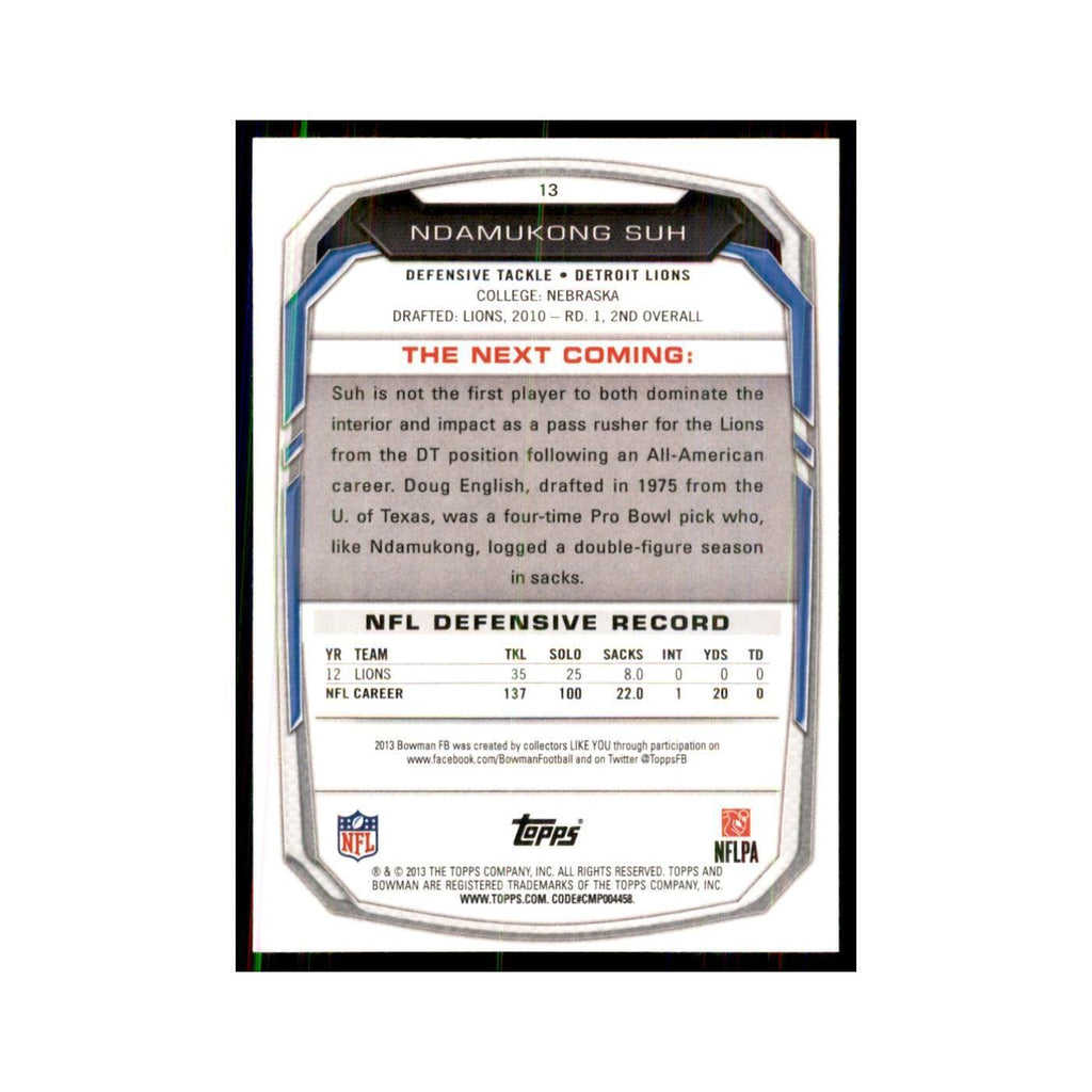 2013 Bowman Ndamukong Suh Football Cards #13