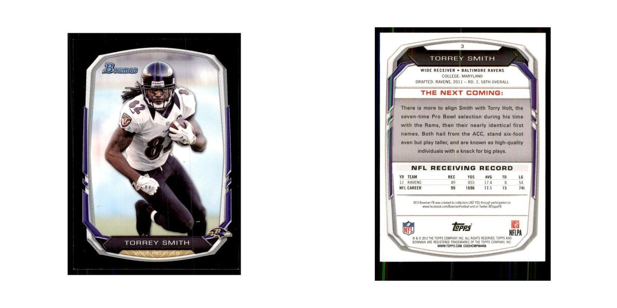 2013 Bowman Torrey Smith Football Cards #3