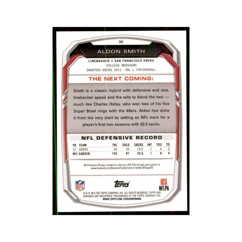 2013 Bowman Aldon Smith Football Cards #98