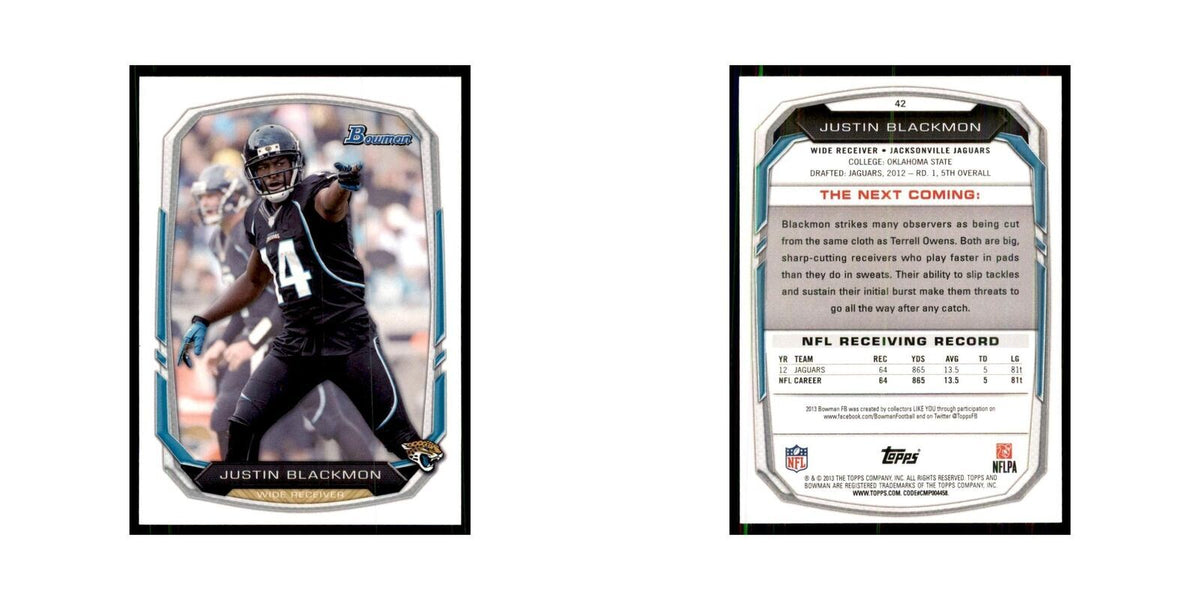 2013 Bowman Justin Blackmon Football Cards #42
