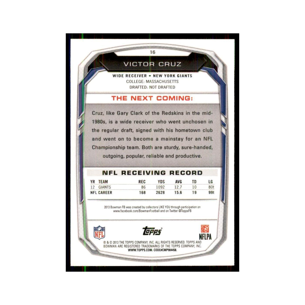 2013 Bowman Victor Cruz Football Cards #16