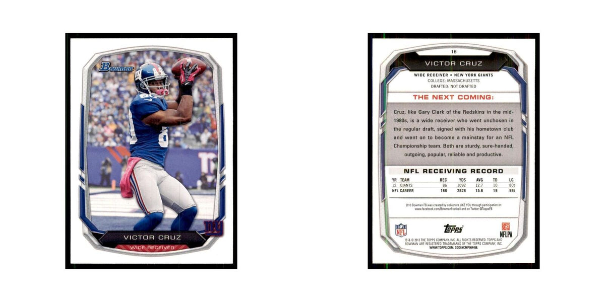 2013 Bowman Victor Cruz Football Cards #16