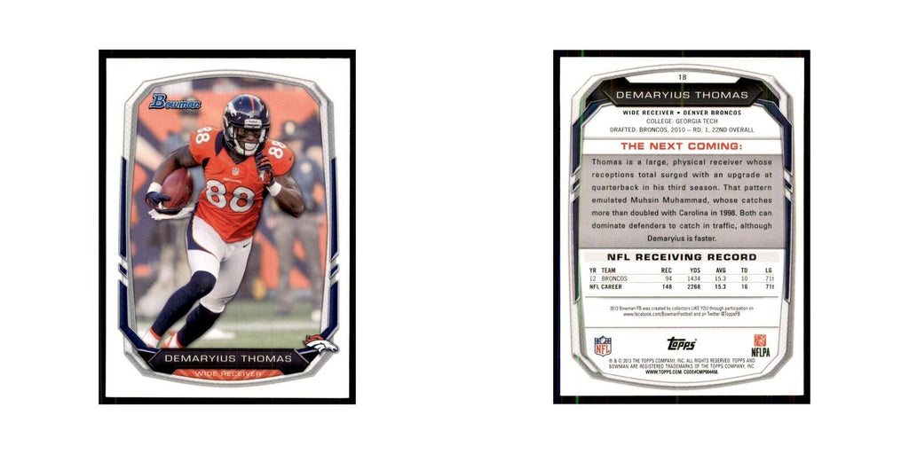 2013 Bowman Demaryius Thomas Football Cards #18