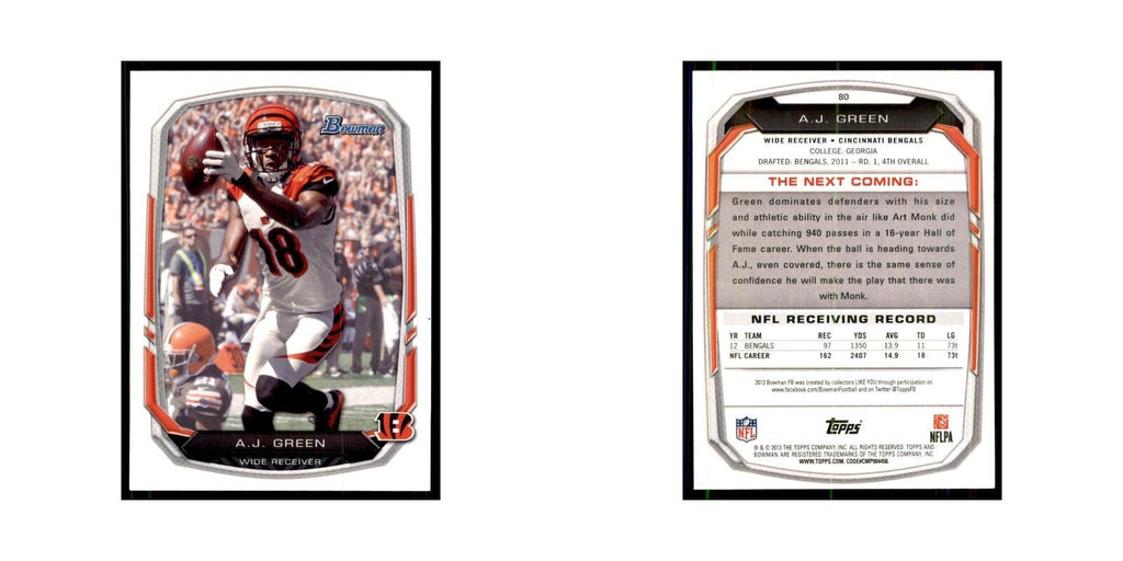 2013 Bowman A.J. Green Football Cards #80