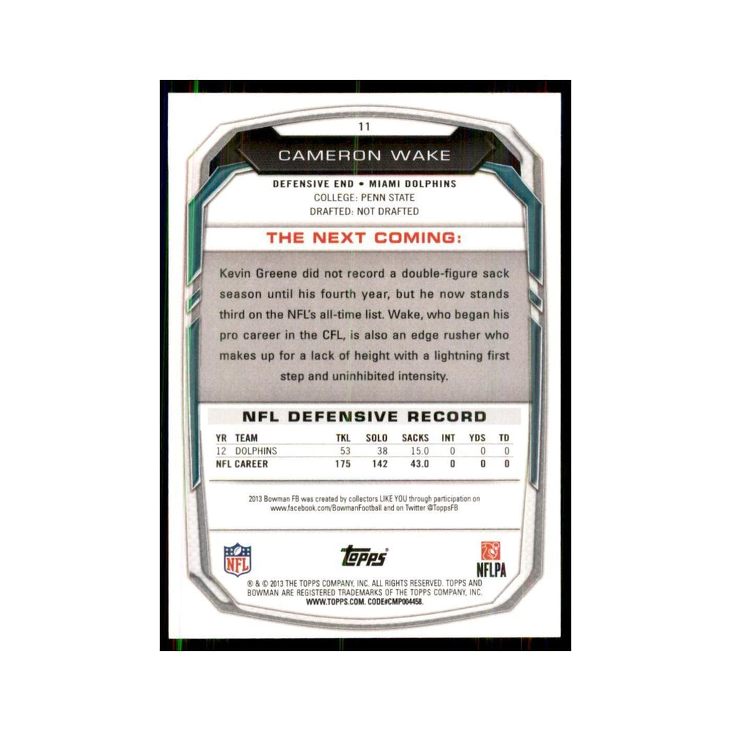 2013 Bowman Cameron Wake Football Cards #11