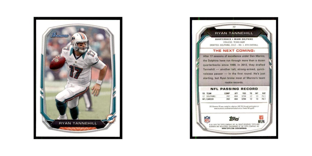 2013 Bowman Ryan Tannehill Football Cards #77