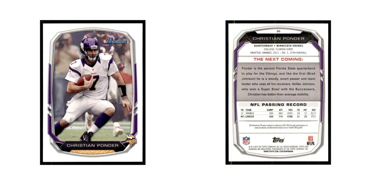 2013 Bowman Christian Ponder Football Cards #66