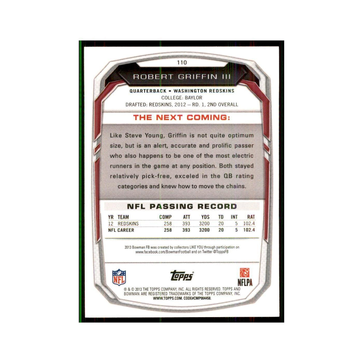 2013 Bowman Robert Griffin III #110