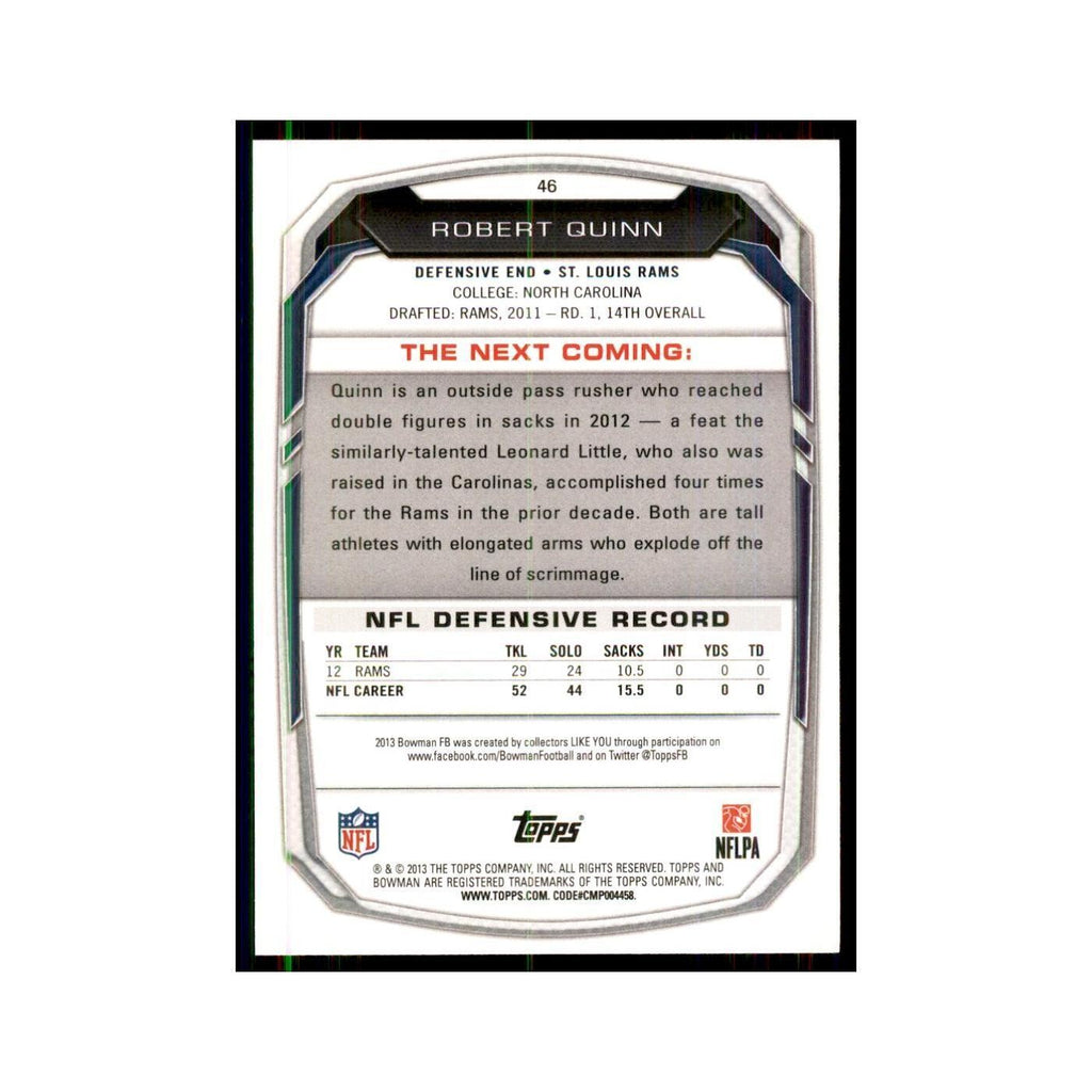 2013 Bowman Robert Quinn Football Cards #46