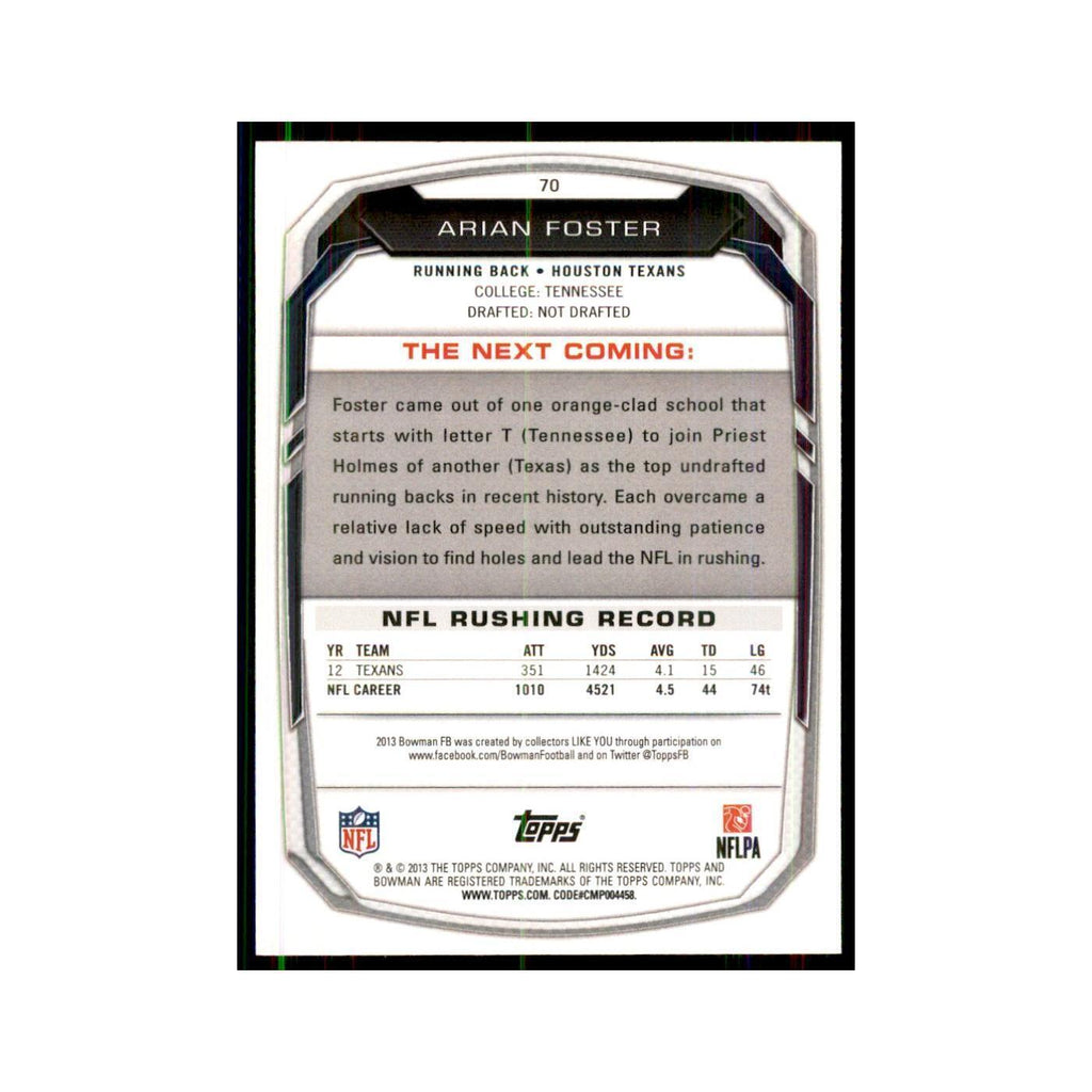 2013 Bowman Arian Foster #70