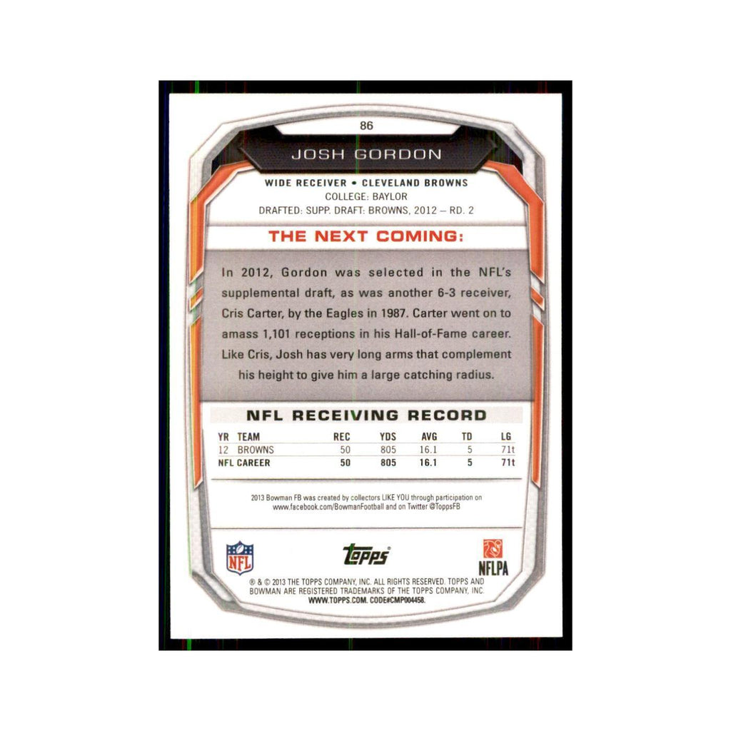 2013 Bowman Josh Gordon  #86