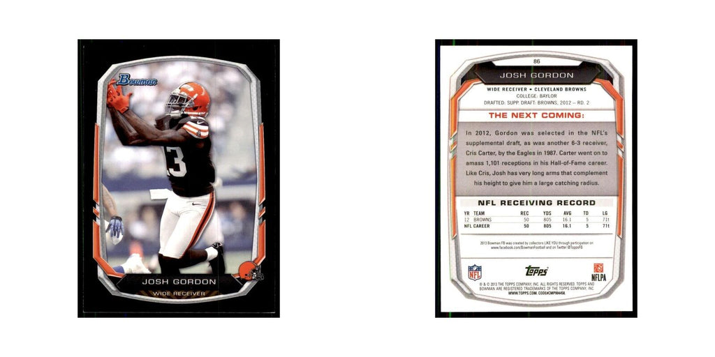 2013 Bowman Josh Gordon  #86