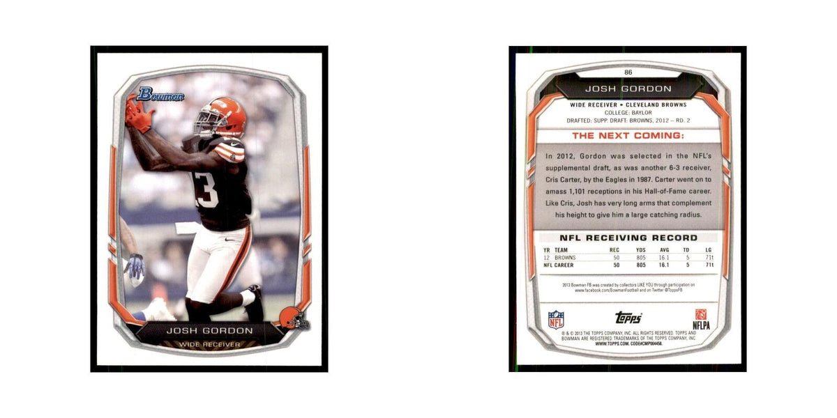 2013 Bowman Josh Gordon Football Cards #86