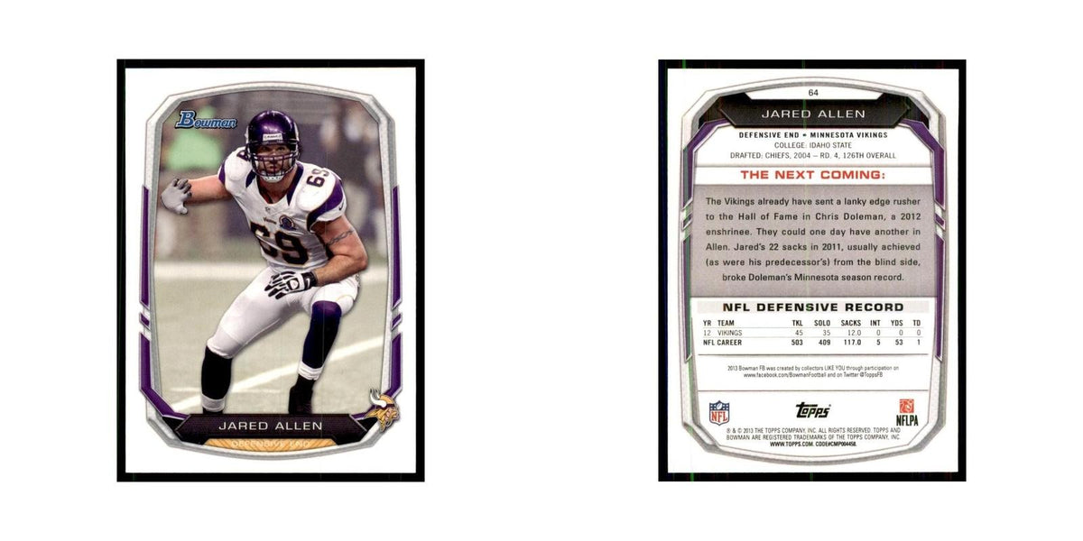 2013 Bowman Jared Allen Football Cards #64