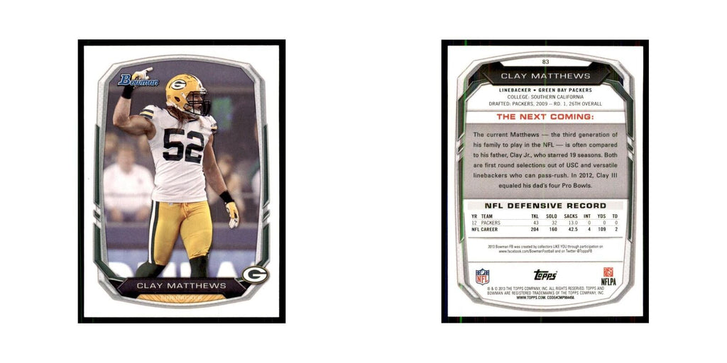 2013 Bowman Clay Matthews #83