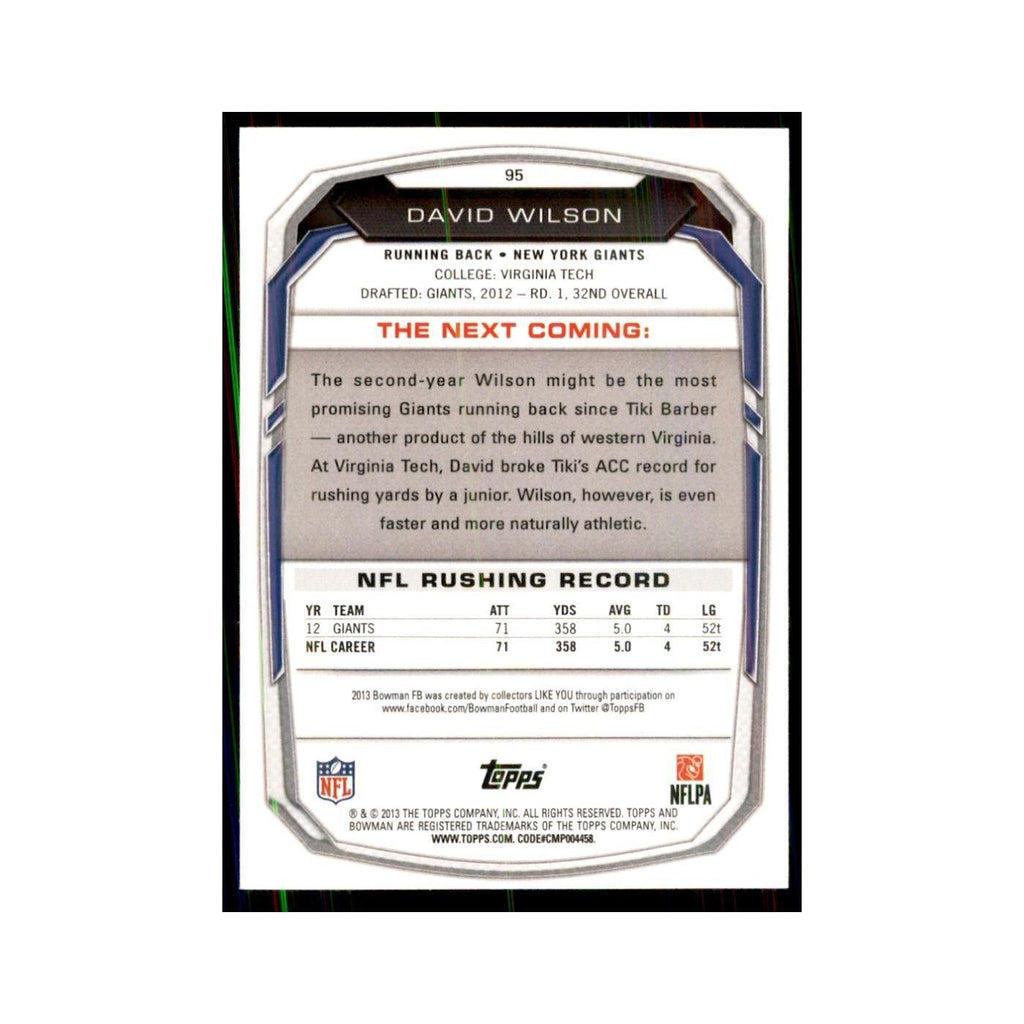 2013 Bowman David Wilson Football Cards #95