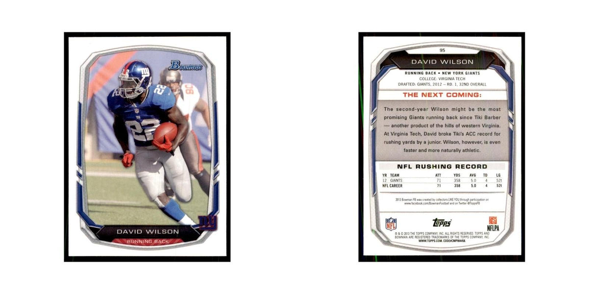 2013 Bowman David Wilson Football Cards #95