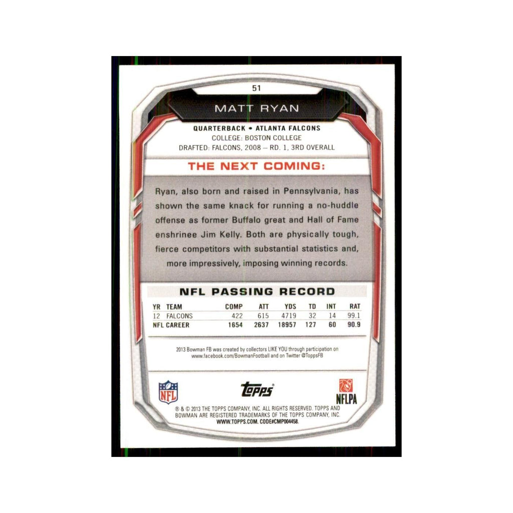 2013 Bowman Matt Ryan Football Cards #51