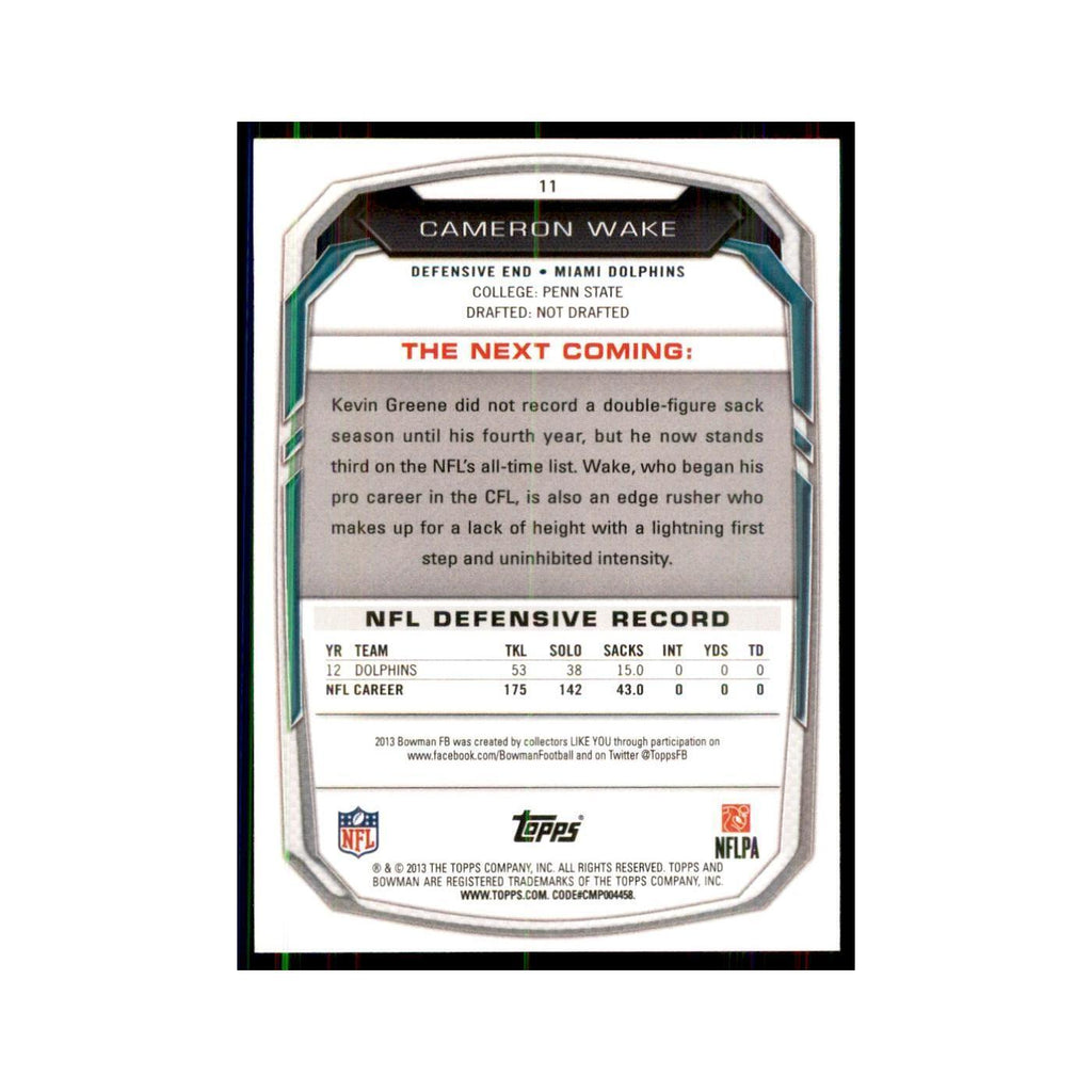 2013 Bowman Cameron Wake Football Cards #11
