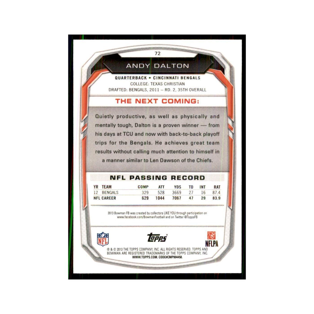 2013 Bowman Andy Dalton  #72