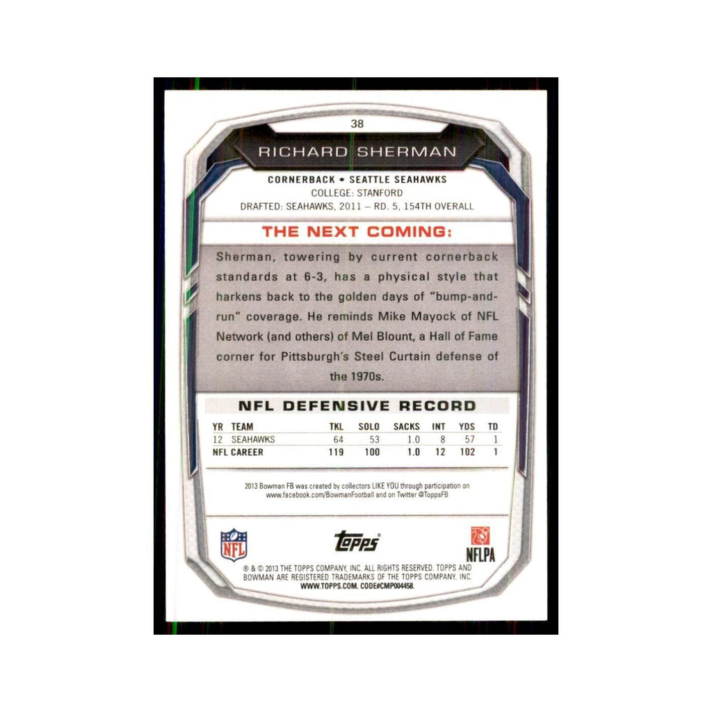 2013 Bowman Richard Sherman Football Cards #38