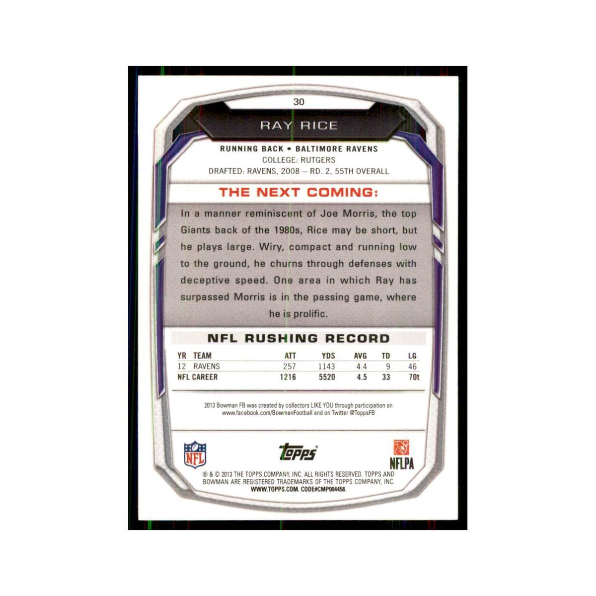 2013 Bowman Ray Rice #30