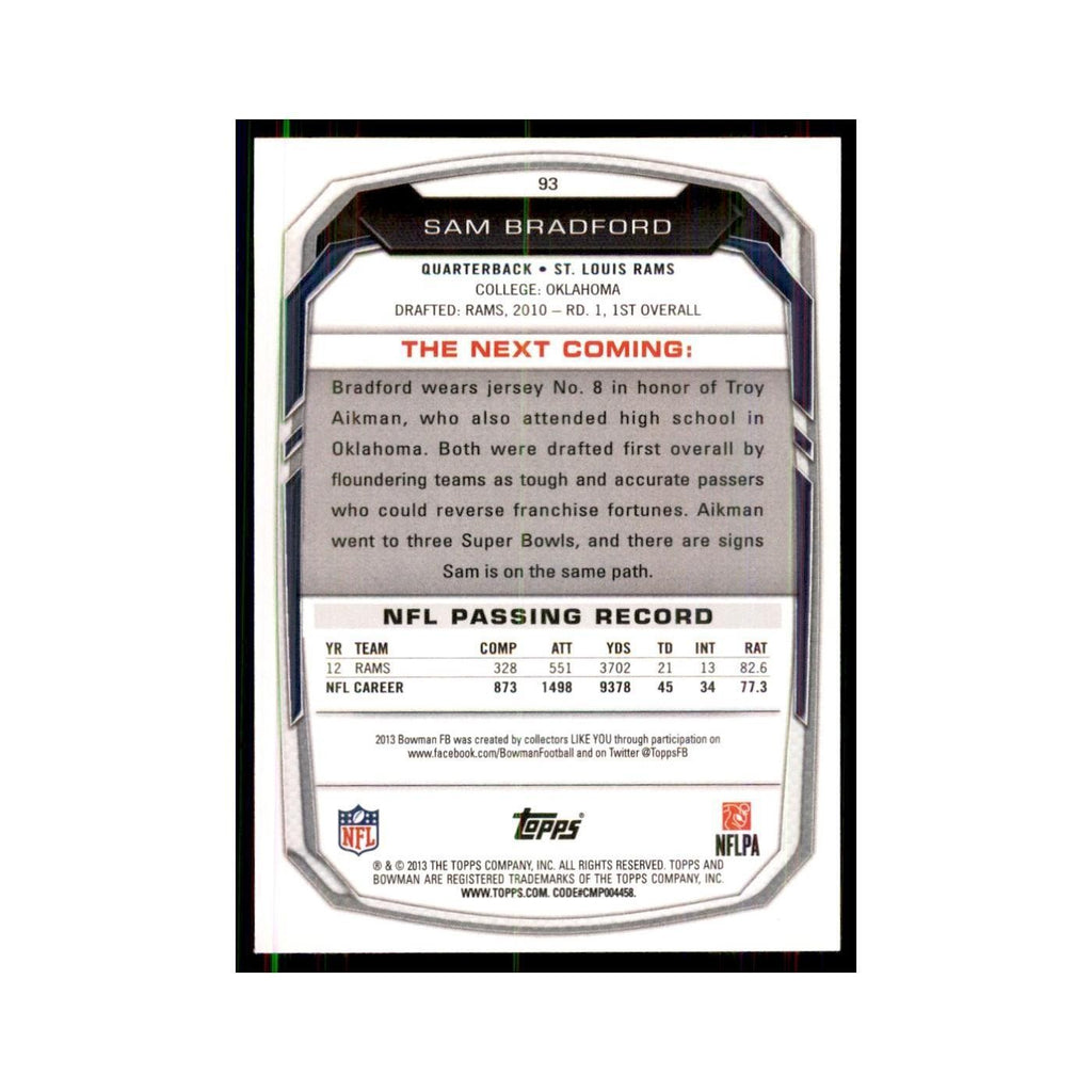 2013 Bowman Sam Bradford Football Cards #93