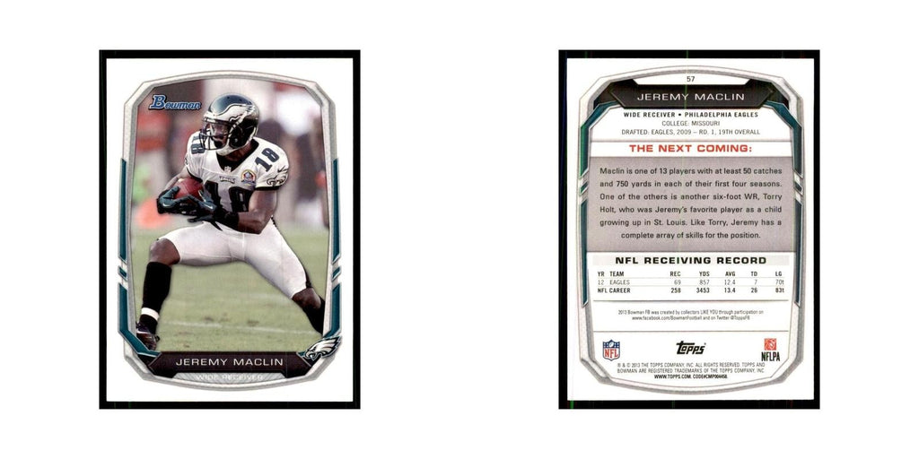 2013 Bowman Jeremy Maclin Football Cards #57